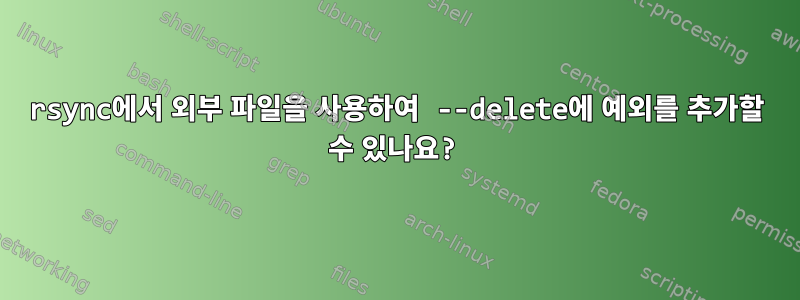 rsync에서 외부 파일을 사용하여 --delete에 예외를 추가할 수 있나요?