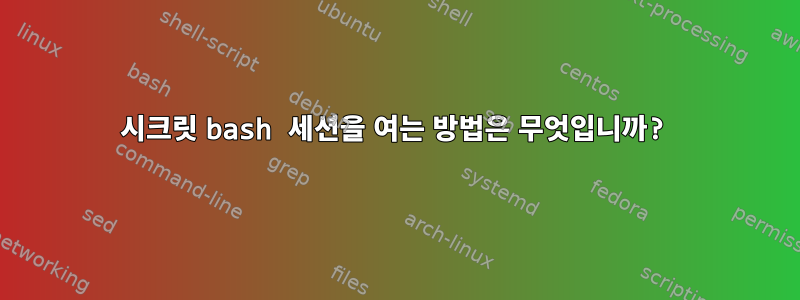 시크릿 bash 세션을 여는 방법은 무엇입니까?