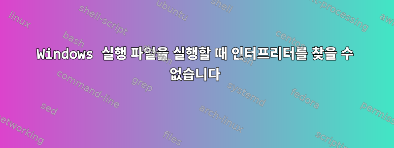 Windows 실행 파일을 실행할 때 인터프리터를 찾을 수 없습니다