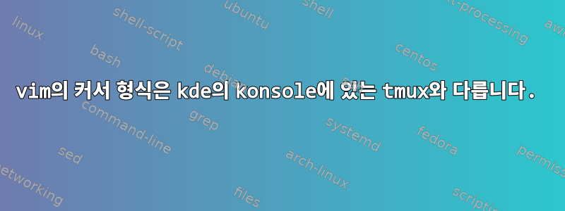 vim의 커서 형식은 kde의 konsole에 있는 tmux와 다릅니다.