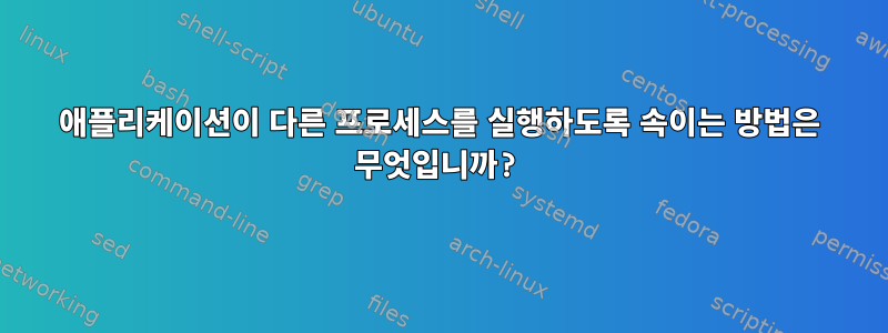 애플리케이션이 다른 프로세스를 실행하도록 속이는 방법은 무엇입니까?