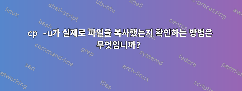 cp -u가 실제로 파일을 복사했는지 확인하는 방법은 무엇입니까?