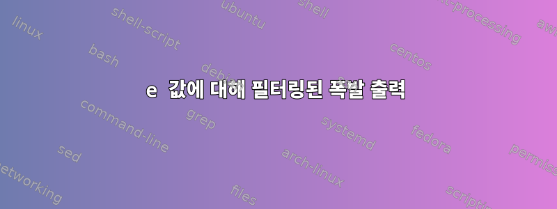 e 값에 대해 필터링된 폭발 출력