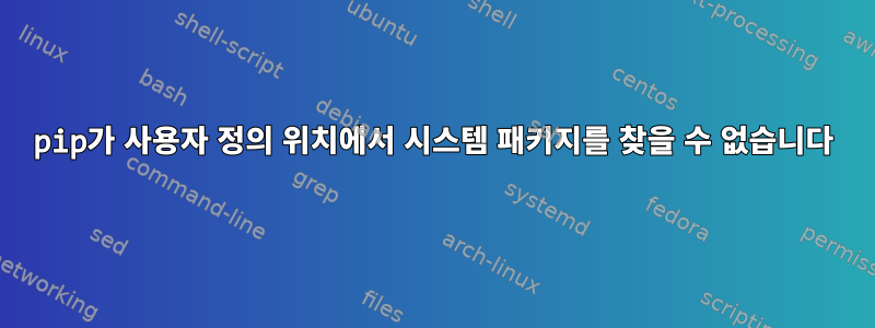 pip가 사용자 정의 위치에서 시스템 패키지를 찾을 수 없습니다