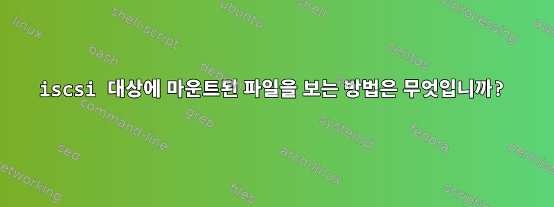 iscsi 대상에 마운트된 파일을 보는 방법은 무엇입니까?