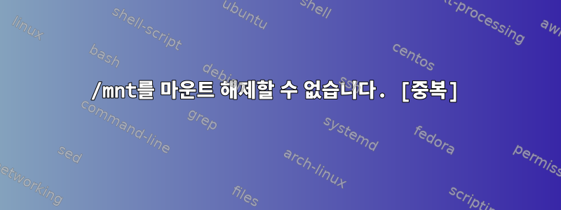 /mnt를 마운트 해제할 수 없습니다. [중복]