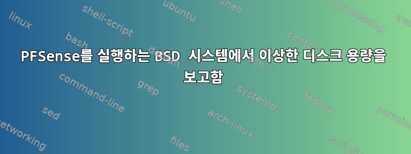 PFSense를 실행하는 BSD 시스템에서 이상한 디스크 용량을 보고함