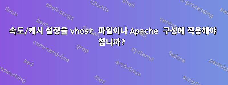 속도/캐시 설정을 vhost 파일이나 Apache 구성에 적용해야 합니까?