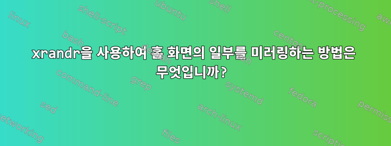 xrandr을 사용하여 홈 화면의 일부를 미러링하는 방법은 무엇입니까?