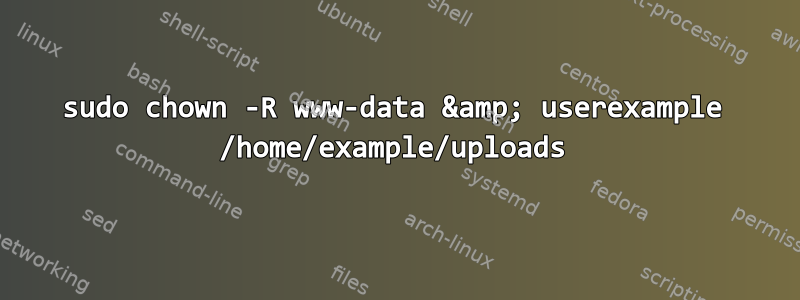 sudo chown -R www-data &amp; userexample /home/example/uploads