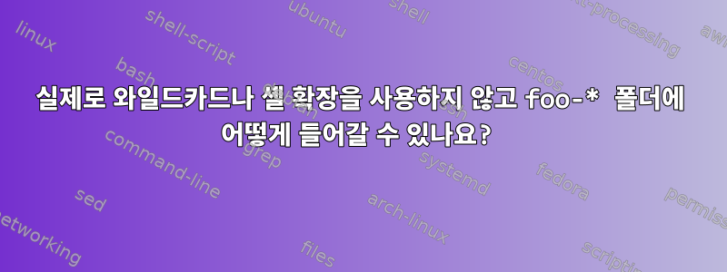 실제로 와일드카드나 셸 확장을 사용하지 않고 foo-* 폴더에 어떻게 들어갈 수 있나요?