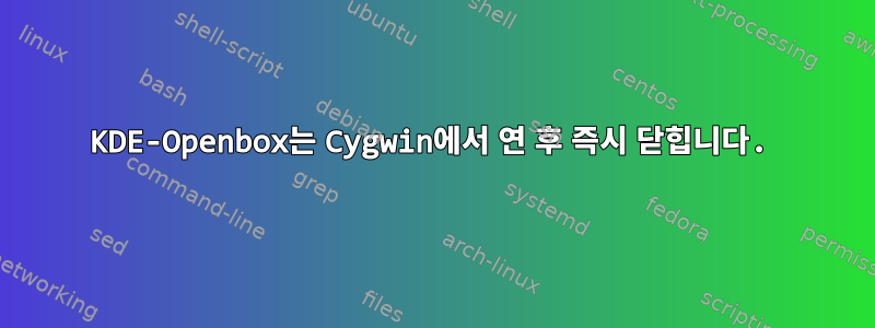 KDE-Openbox는 Cygwin에서 연 후 즉시 닫힙니다.