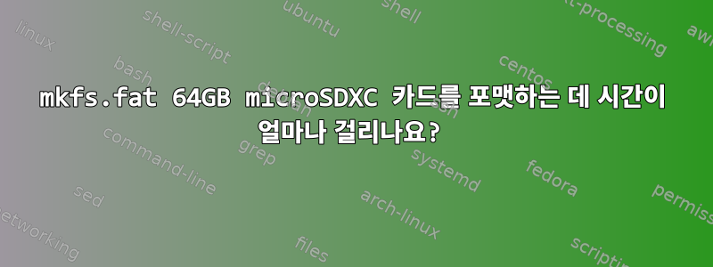 mkfs.fat 64GB microSDXC 카드를 포맷하는 데 시간이 얼마나 걸리나요?