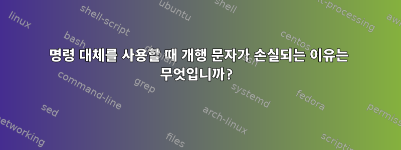 명령 대체를 사용할 때 개행 문자가 손실되는 이유는 무엇입니까?