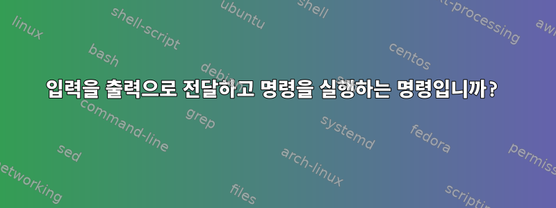 입력을 출력으로 전달하고 명령을 실행하는 명령입니까?