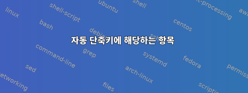 자동 단축키에 해당하는 항목