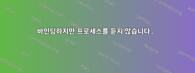 바인딩하지만 프로세스를 듣지 않습니다.