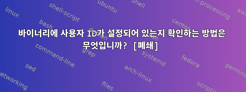 바이너리에 사용자 ID가 설정되어 있는지 확인하는 방법은 무엇입니까? [폐쇄]