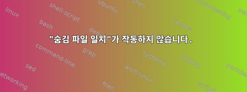 "숨김 파일 일치"가 작동하지 않습니다.