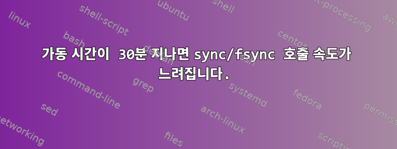 가동 시간이 30분 지나면 sync/fsync 호출 속도가 느려집니다.