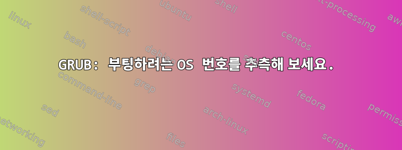 GRUB: 부팅하려는 OS 번호를 추측해 보세요.