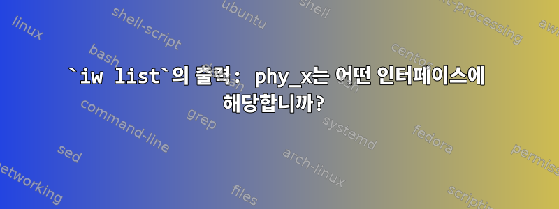 `iw list`의 출력: phy_x는 어떤 인터페이스에 해당합니까?