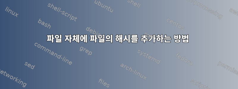 파일 자체에 파일의 해시를 추가하는 방법