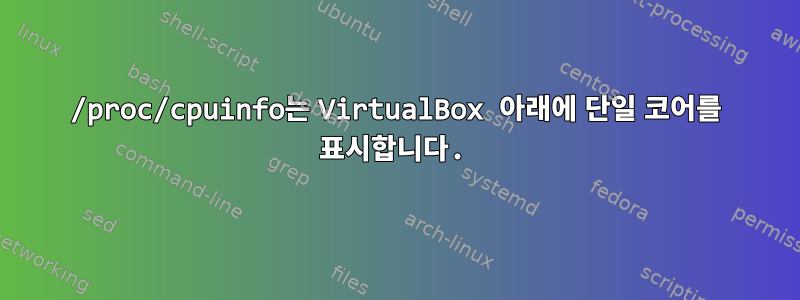 /proc/cpuinfo는 VirtualBox 아래에 단일 코어를 표시합니다.