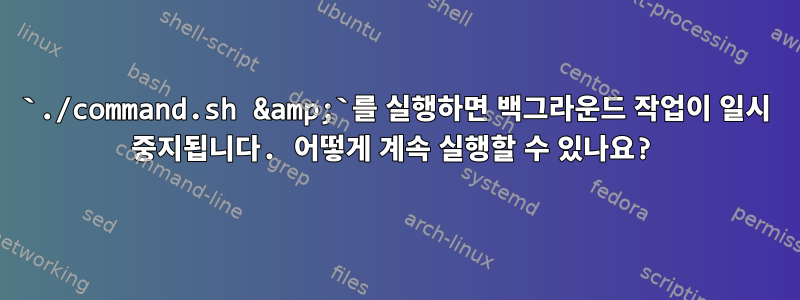 `./command.sh &amp;`를 실행하면 백그라운드 작업이 일시 중지됩니다. 어떻게 계속 실행할 수 있나요?