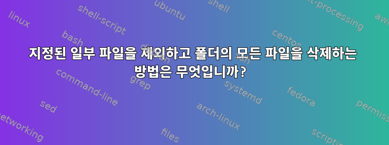 지정된 일부 파일을 제외하고 폴더의 모든 파일을 삭제하는 방법은 무엇입니까?