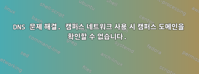 DNS 문제 해결. 캠퍼스 네트워크 사용 시 캠퍼스 도메인을 확인할 수 없습니다.