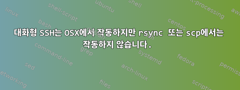 대화형 SSH는 OSX에서 작동하지만 rsync 또는 scp에서는 작동하지 않습니다.