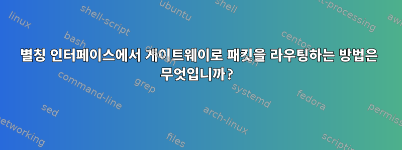 별칭 인터페이스에서 게이트웨이로 패킷을 라우팅하는 방법은 무엇입니까?