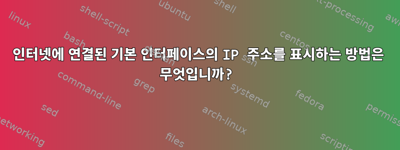 인터넷에 연결된 기본 인터페이스의 IP 주소를 표시하는 방법은 무엇입니까?