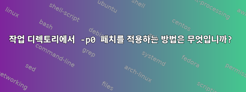 작업 디렉토리에서 -p0 패치를 적용하는 방법은 무엇입니까?