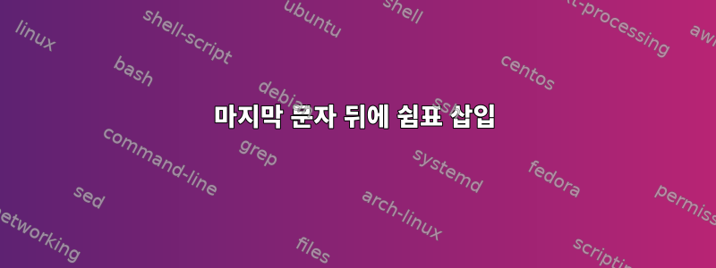 마지막 문자 뒤에 쉼표 삽입