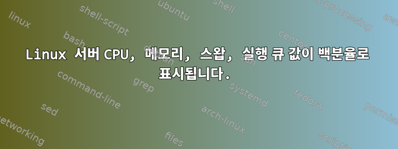 Linux 서버 CPU, 메모리, 스왑, 실행 큐 값이 백분율로 표시됩니다.