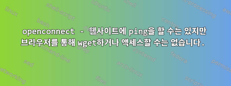 openconnect - 웹사이트에 ping을 할 수는 있지만 브라우저를 통해 wget하거나 액세스할 수는 없습니다.