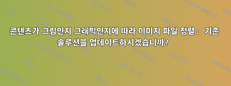 콘텐츠가 그림인지 그래픽인지에 따라 이미지 파일 정렬: 기존 솔루션을 업데이트하시겠습니까?