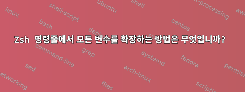 Zsh 명령줄에서 모든 변수를 확장하는 방법은 무엇입니까?