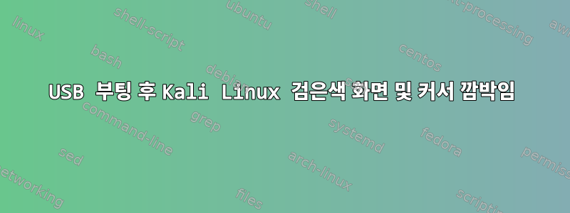 USB 부팅 후 Kali Linux 검은색 화면 및 커서 깜박임