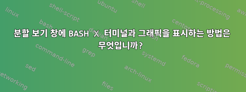 분할 보기 창에 BASH X 터미널과 그래픽을 표시하는 방법은 무엇입니까?