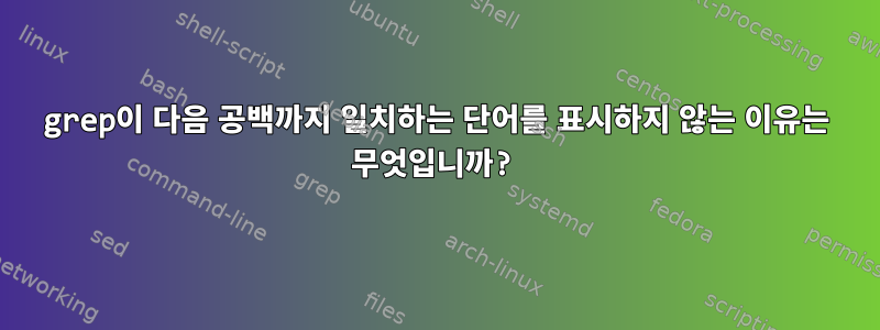 grep이 다음 공백까지 일치하는 단어를 표시하지 않는 이유는 무엇입니까?