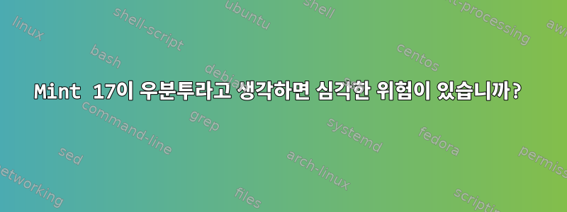 Mint 17이 우분투라고 생각하면 심각한 위험이 있습니까?