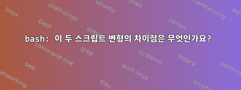 bash: 이 두 스크립트 변형의 차이점은 무엇인가요?