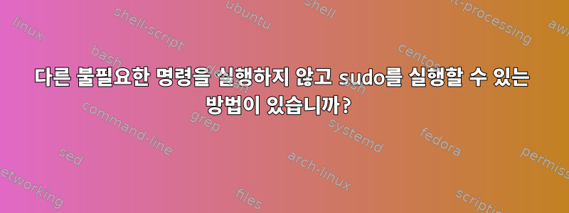 다른 불필요한 명령을 실행하지 않고 sudo를 실행할 수 있는 방법이 있습니까?