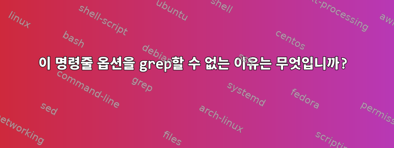 이 명령줄 옵션을 grep할 수 없는 이유는 무엇입니까?