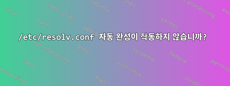 /etc/resolv.conf 자동 완성이 작동하지 않습니까?