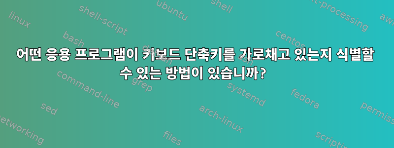 어떤 응용 프로그램이 키보드 단축키를 가로채고 있는지 식별할 수 있는 방법이 있습니까?