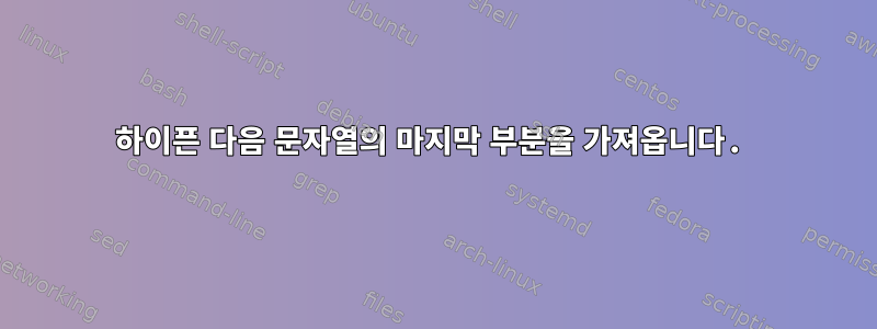 하이픈 다음 문자열의 마지막 부분을 가져옵니다.